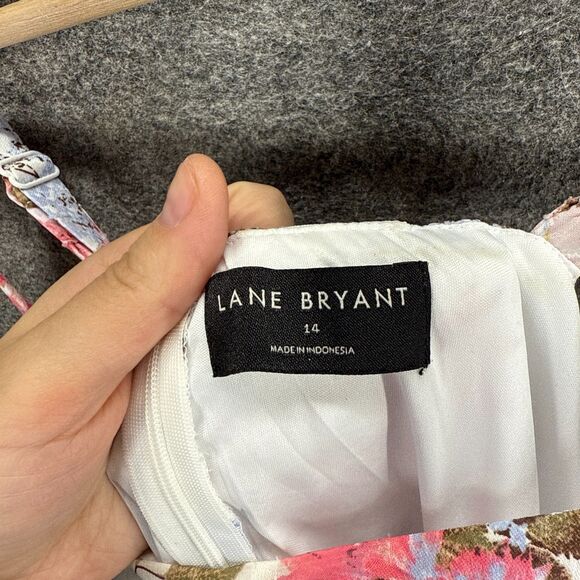 Lane Bryant Dress Women 14 White Floral Shift Midi Zipper Lined Sleeveless - Picture 3 of 6